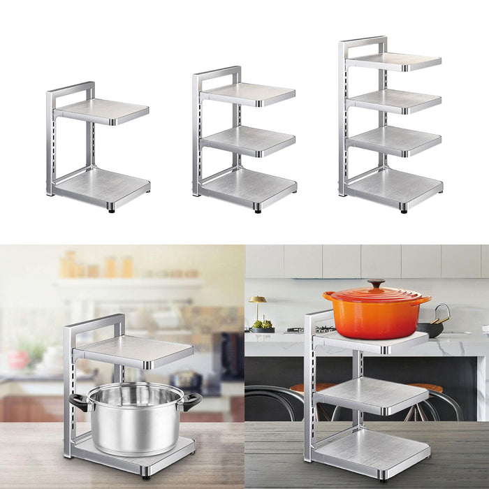 Pot Pan Rack Adjustable Height Standing Pot Rack for Countertop Home Cabinet 2 Tier