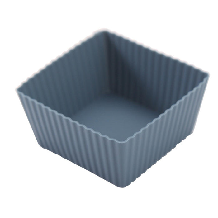 12Pcs Silicone Baking Cup Mini Egg Tart Pans Cake Molds for Holiday Desserts Square Blue