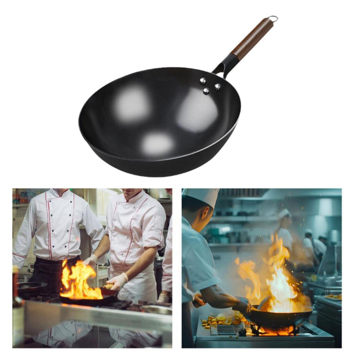 Wok Pan Induction Cooker Pots Manual Forging Iron Pan General Nonstick Wok