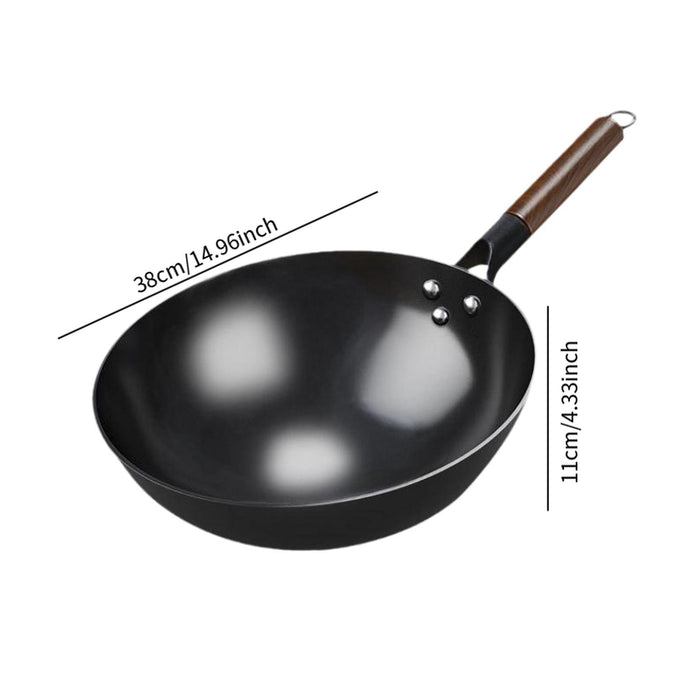 Wok Pan Induction Cooker Pots Manual Forging Iron Pan General Nonstick Wok