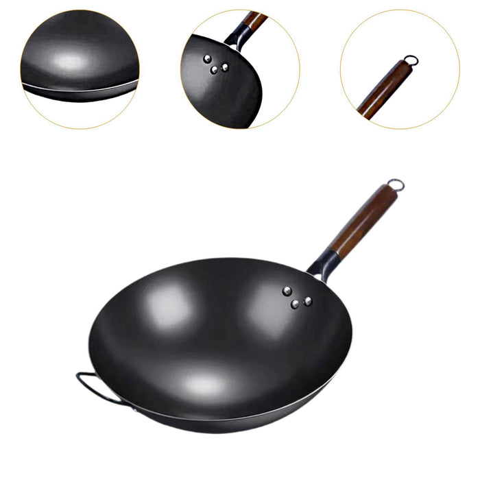 Wok Pan Induction Cooker Pots Manual Forging Iron Pan General Nonstick Wok