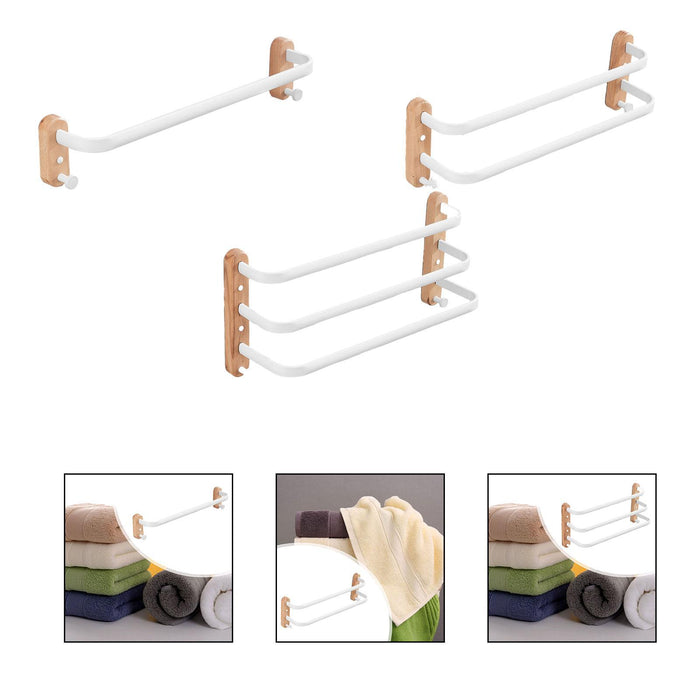 Towel Hanging Rod with Wood Base Towel Holder for Living Room Toilet single layer