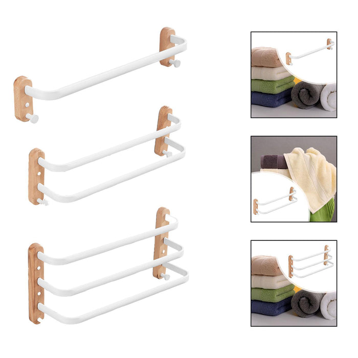 Towel Hanging Rod with Wood Base Towel Holder for Living Room Toilet single layer