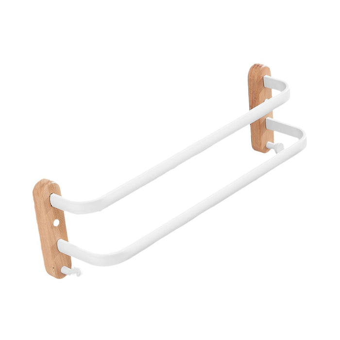 Towel Hanging Rod with Wood Base Towel Holder for Living Room Toilet double layer