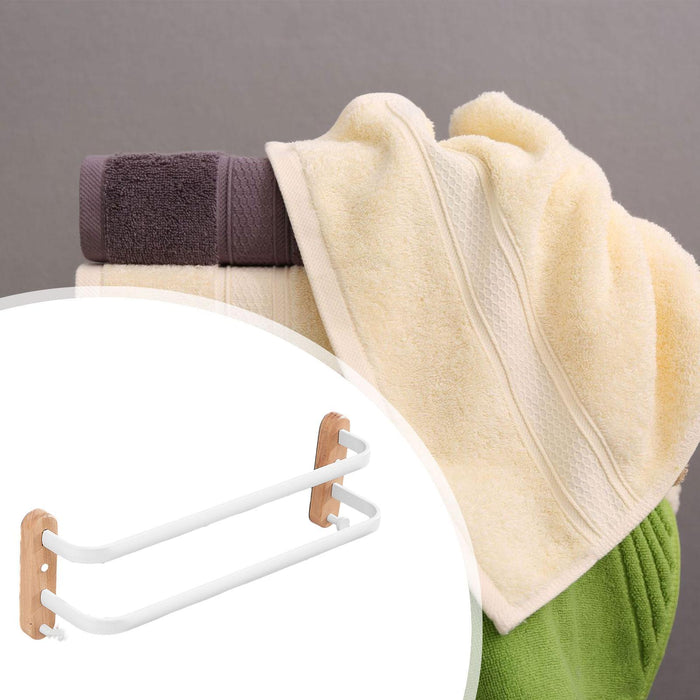 Towel Hanging Rod with Wood Base Towel Holder for Living Room Toilet double layer