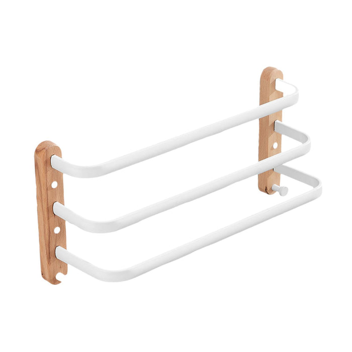 Towel Hanging Rod with Wood Base Towel Holder for Living Room Toilet three layer