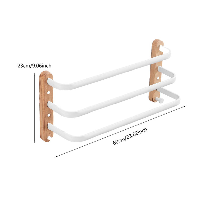 Towel Hanging Rod with Wood Base Towel Holder for Living Room Toilet three layer