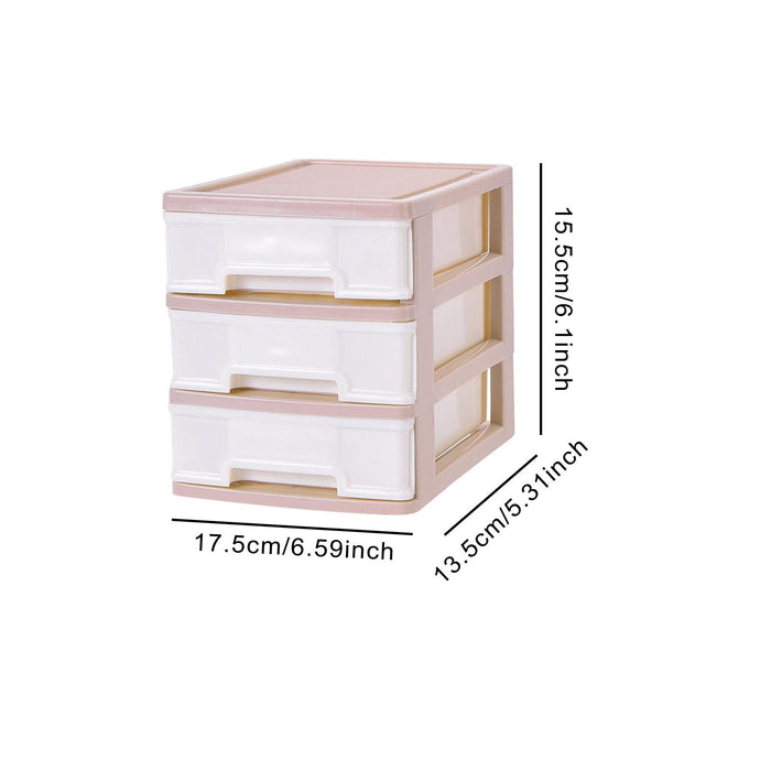 Storage Drawer 3 Layers Space Saving Jewelry Case for Desk Office Toiletries Pink