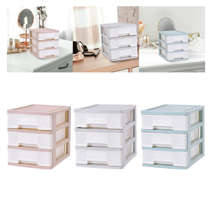 Storage Drawer 3 Layers Space Saving Jewelry Case for Desk Office Toiletries Pink