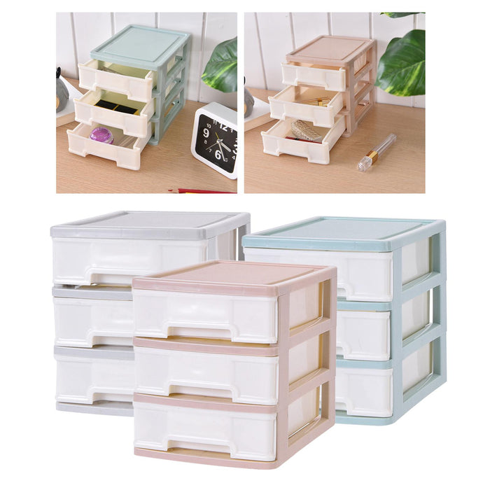 Storage Drawer 3 Layers Space Saving Jewelry Case for Desk Office Toiletries Pink