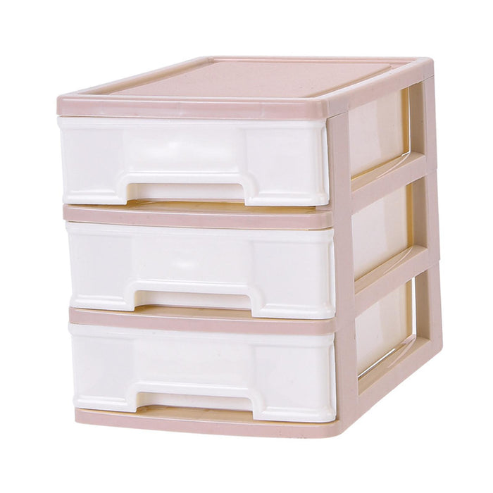 Storage Drawer 3 Layers Space Saving Jewelry Case for Desk Office Toiletries Pink