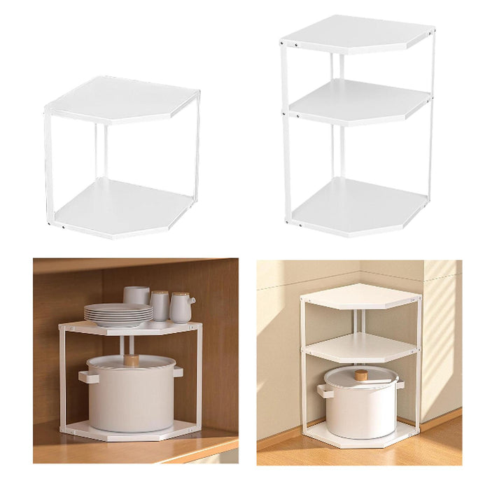 Corner Shelf Rack Counter and Cabinet Organizer for Kitchen Cupboard 2 layer