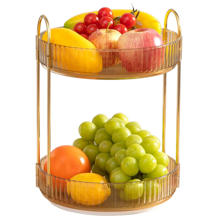 Makeup Storage Organizer 2 Layer Fruit Tray for Countertop Vanity Desk Table gold