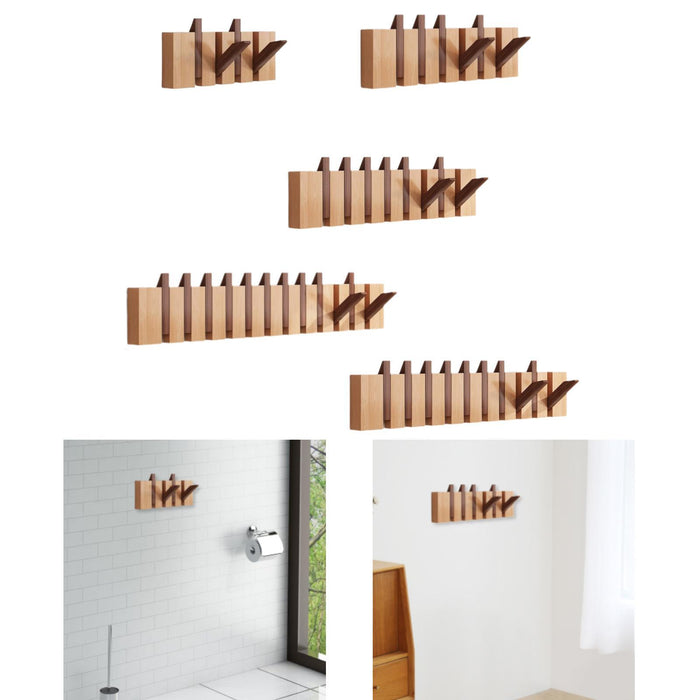 Wood Wall Mounted Piano Coat Rack Entryway Wall Art Hook for Bag Living Room 4 key