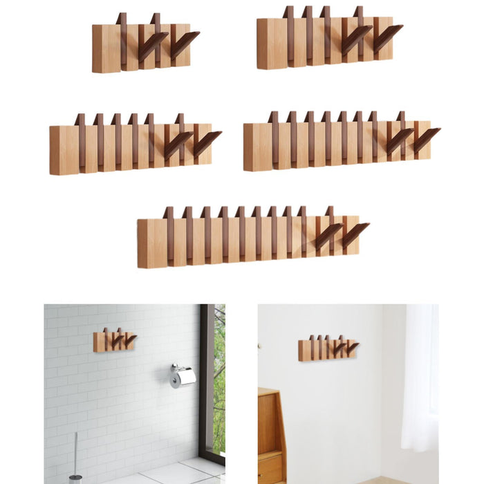 Wood Wall Mounted Piano Coat Rack Entryway Wall Art Hook for Bag Living Room 4 key