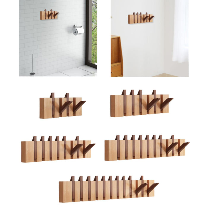 Wood Wall Mounted Piano Coat Rack Entryway Wall Art Hook for Bag Living Room 4 key