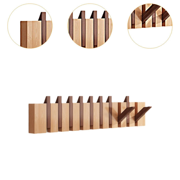 Wood Wall Mounted Piano Coat Rack Entryway Wall Art Hook for Bag Living Room 10 key