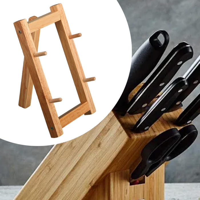 Wood Knife Display Stand Knife Stand Dining Table 2 Layer Knife Storage Rack