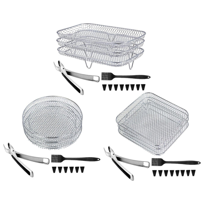 3Pcs Air Fryer Racks Layered Multi Layer Nonstick Stackable Fryer Grill Tray rectangle