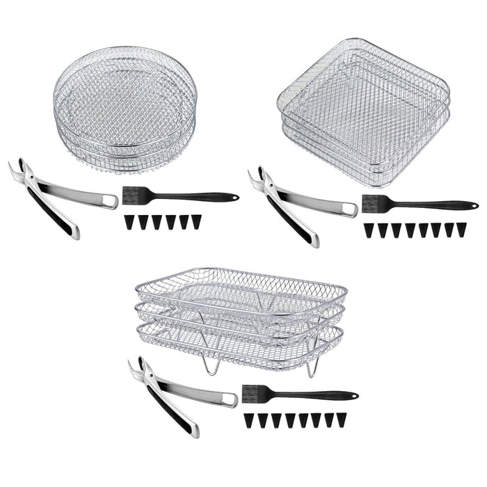 3Pcs Air Fryer Racks Layered Multi Layer Nonstick Stackable Fryer Grill Tray rectangle