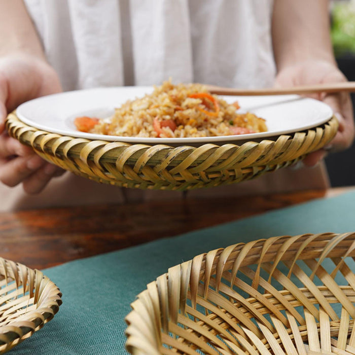 Woven Plate Holder Boho Round Woven Placemat for Kitchen Patio Table Outdoor L