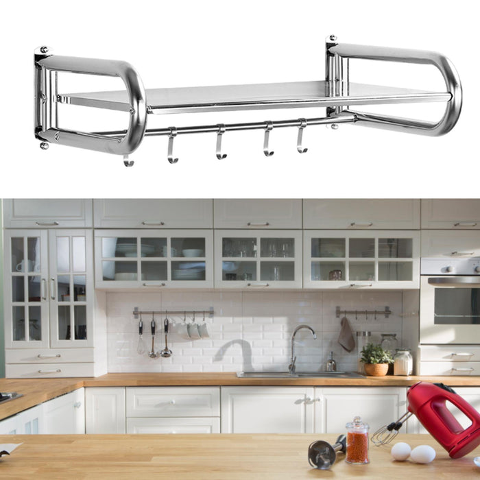 Microwave Oven Rack Stainless Steel Microwave Shelf Wall Mount for Household 50cm argent