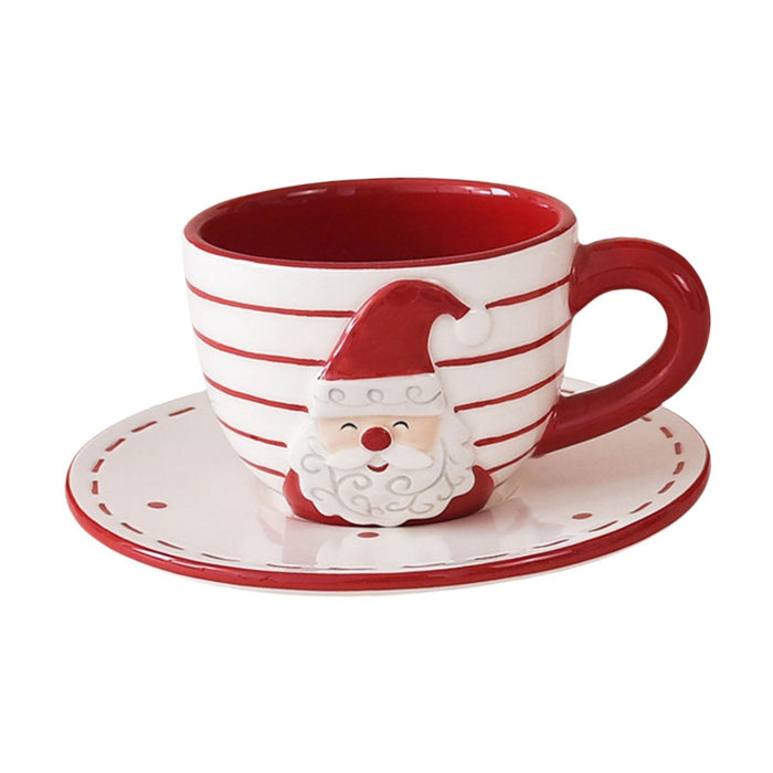 Tea Cup and Saucer Creative Santa Claus for Cappuccino Birthday Gift Wedding