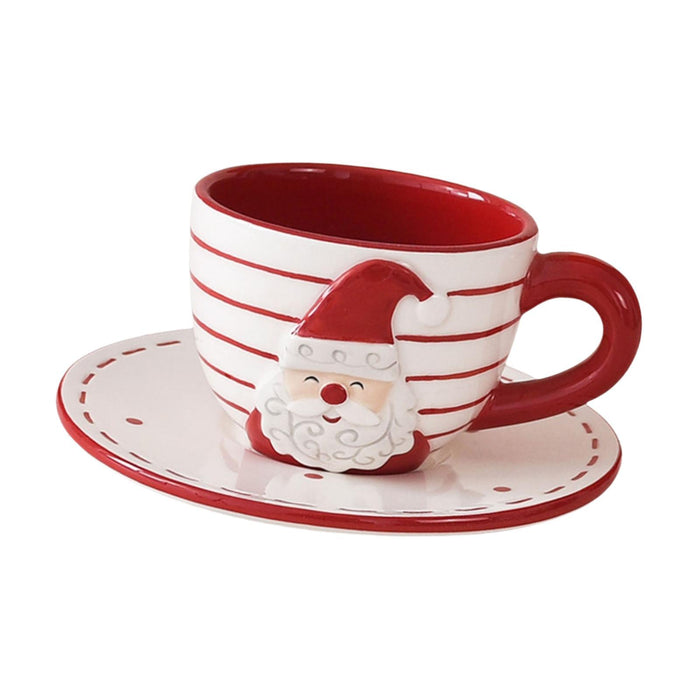 Tea Cup and Saucer Creative Santa Claus for Cappuccino Birthday Gift Wedding