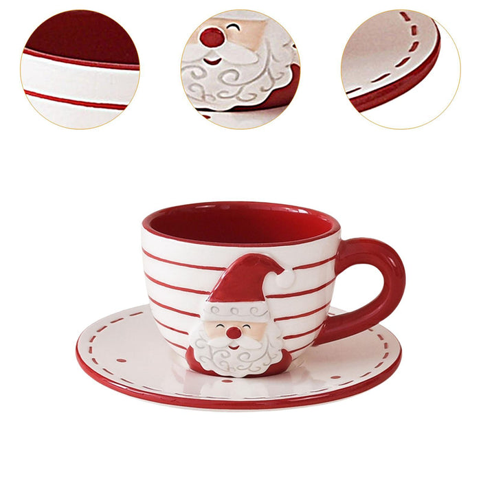 Tea Cup and Saucer Creative Santa Claus for Cappuccino Birthday Gift Wedding