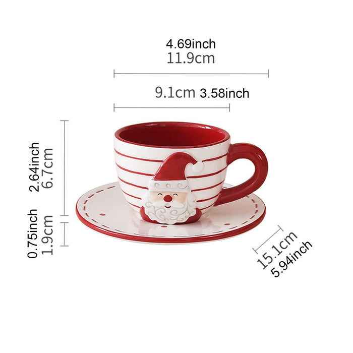 Tea Cup and Saucer Creative Santa Claus for Cappuccino Birthday Gift Wedding