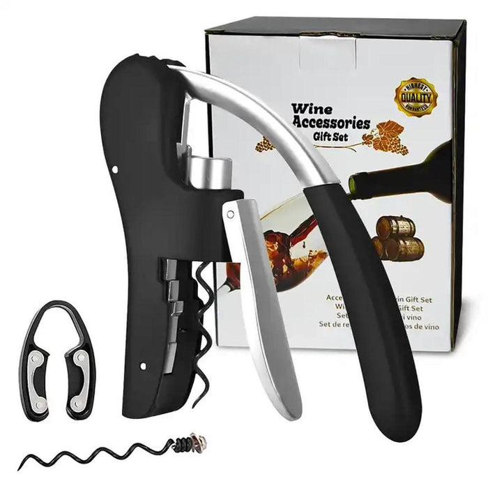 Crofta Wine Opener Kitchen Tools with Ergonomic Grip Manual for Home Bar Restaurant black 3 pieces