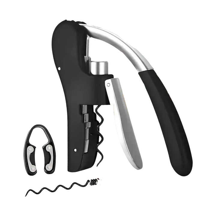 Crofta Wine Opener Kitchen Tools with Ergonomic Grip Manual for Home Bar Restaurant black 3 pieces