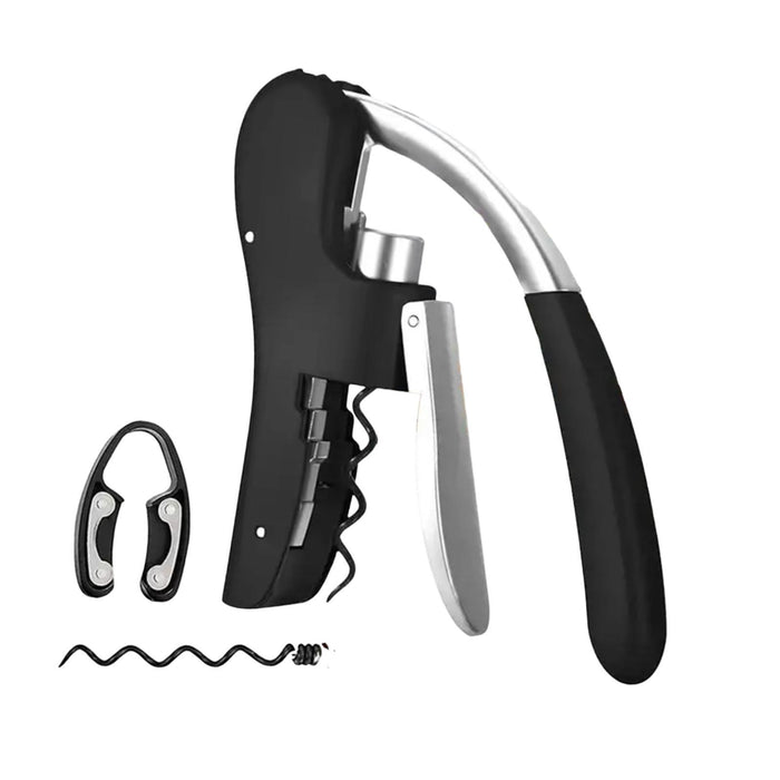 Crofta Wine Opener Kitchen Tools with Ergonomic Grip Manual for Home Bar Restaurant black 3 pieces