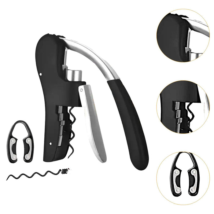 Crofta Wine Opener Kitchen Tools with Ergonomic Grip Manual for Home Bar Restaurant black 3 pieces