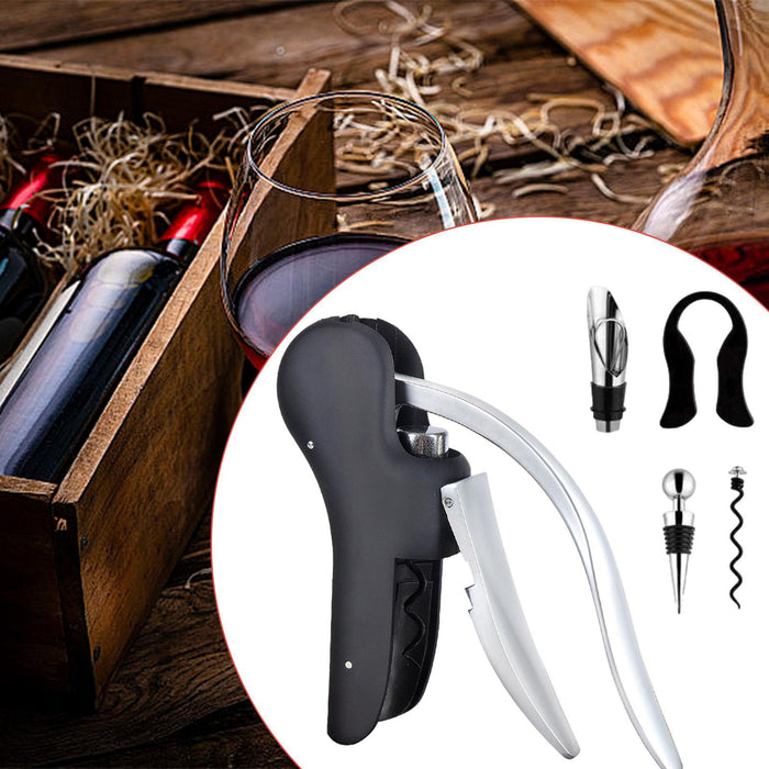 Crofta Wine Opener Kitchen Tools with Ergonomic Grip Manual for Home Bar Restaurant black 5 pieces