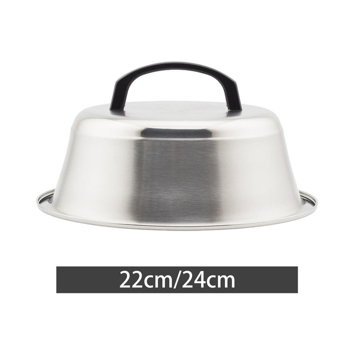 Stainless Steel Basting Cover Round Burger Cover for Cooking Kitchen Camping 22cm