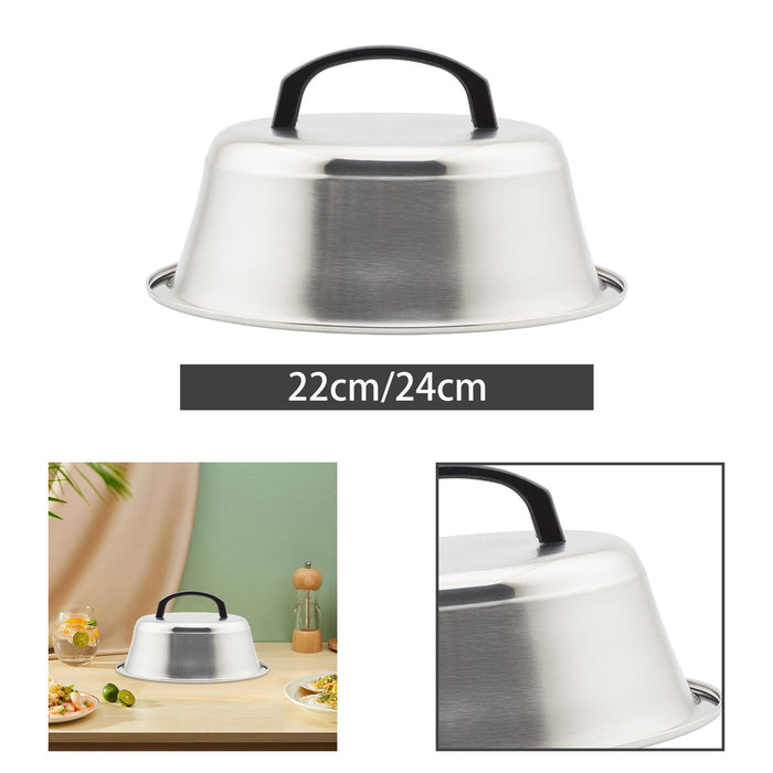 Stainless Steel Basting Cover Round Burger Cover for Cooking Kitchen Camping 22cm