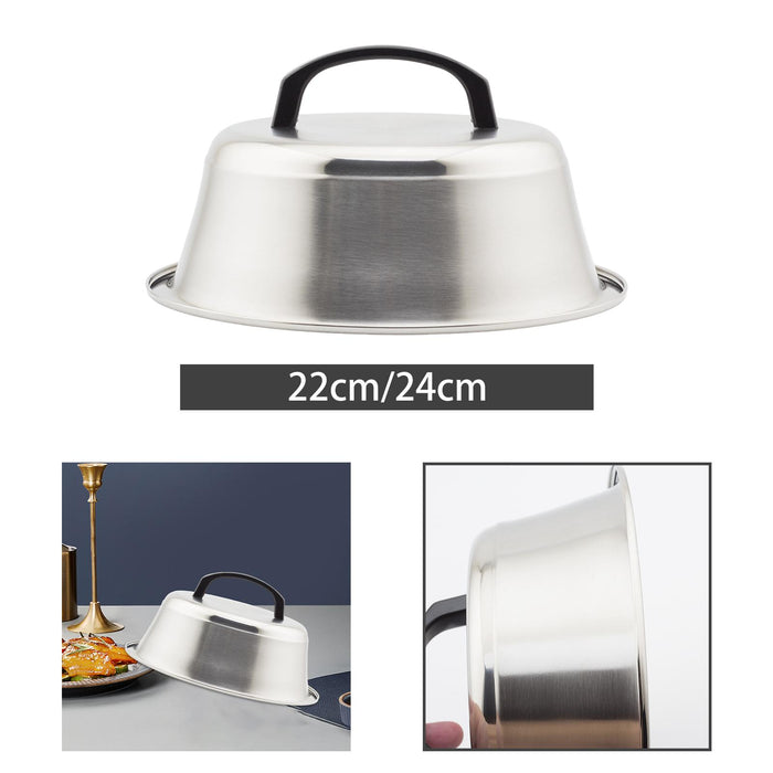 Stainless Steel Basting Cover Round Burger Cover for Cooking Kitchen Camping 22cm