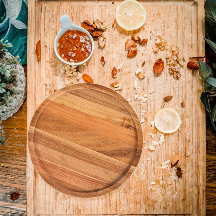 Wooden Serving Tray Round Appetizer Food Board for Home Decor Bedroom