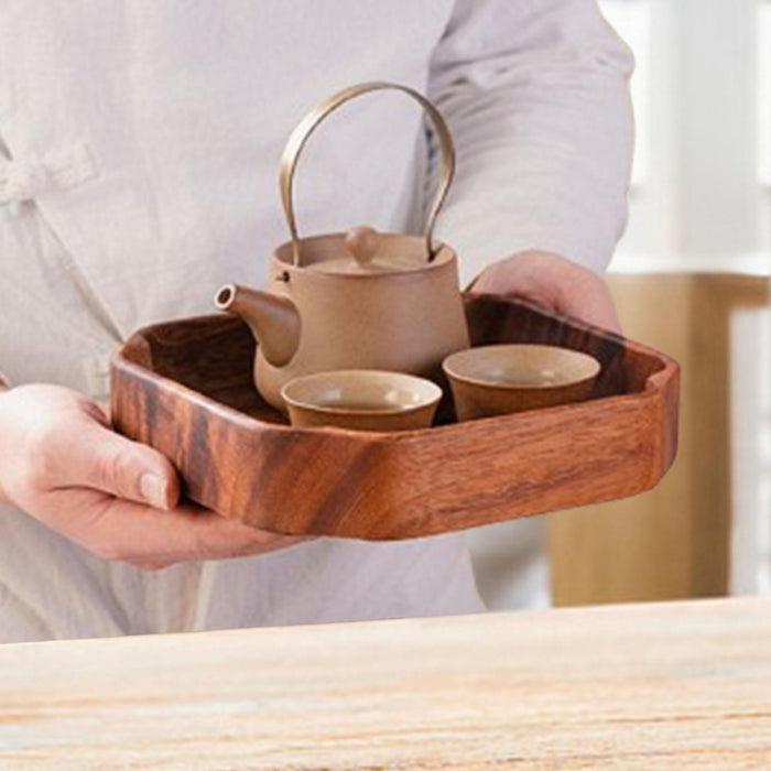 Walnut Wooden Serving Tray Food Dish Home Decor Square for Food Nut Cookies