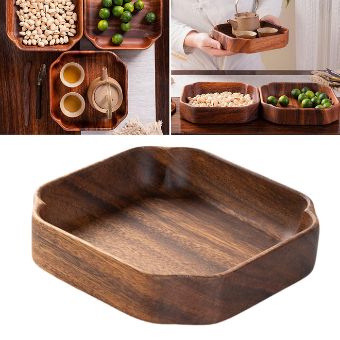 Walnut Wooden Serving Tray Food Dish Home Decor Square for Food Nut Cookies