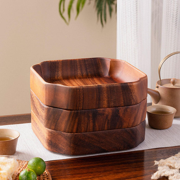 Walnut Wooden Serving Tray Food Dish Home Decor Square for Food Nut Cookies