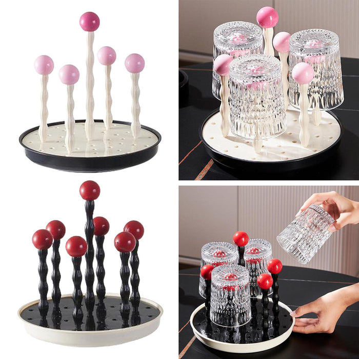 Cup Drying Holder Decoration Modern Coffee Mug Holder for Table Counter Home Red Ball