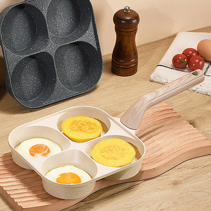 4 Cup Egg Frying Pan Household Sturdy Grill Frying Pan for Eggs Muffins Meat White