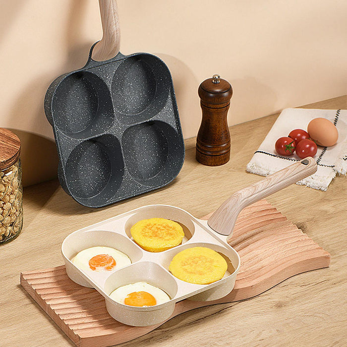 4 Cup Egg Frying Pan Household Sturdy Grill Frying Pan for Eggs Muffins Meat Black