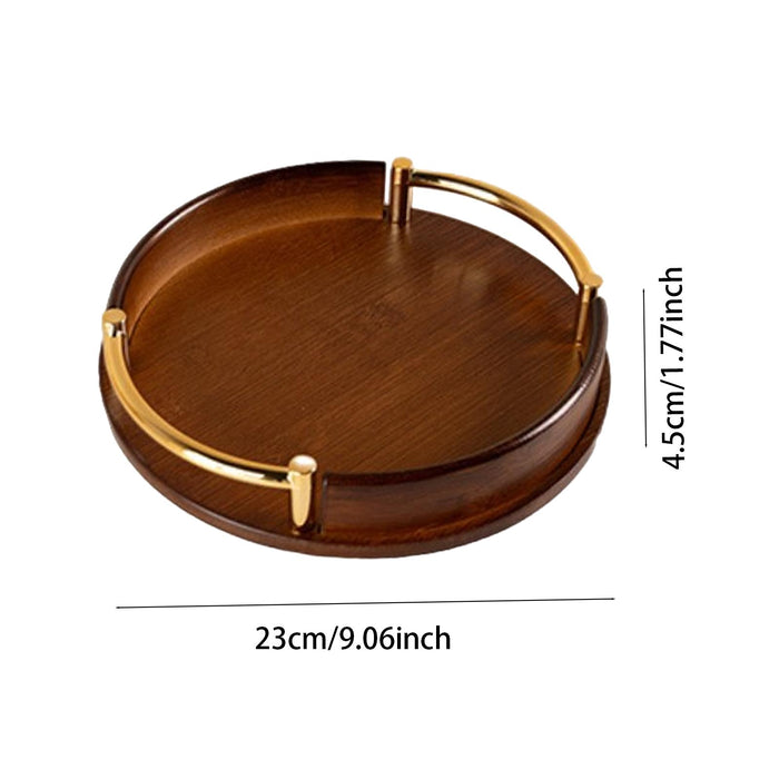 Serving Tray with Handles Round Jewelry Trinket Tray for Kitchen Table Decor 25x25x4.5cm