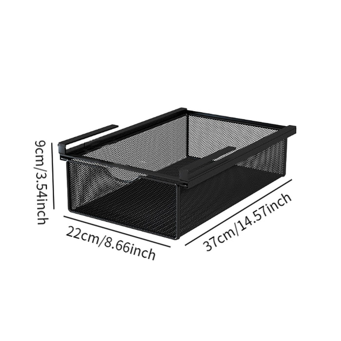 Under Shelf Wire Basket Hanging Pullout Drawer Basket for Office Home Closet Black S