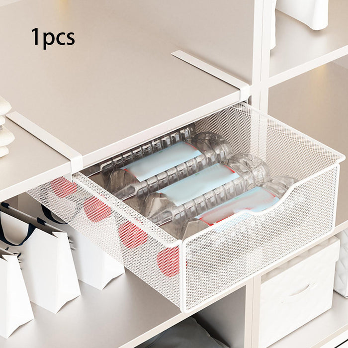 Under Shelf Wire Basket Hanging Pullout Drawer Basket for Office Home Closet White XL