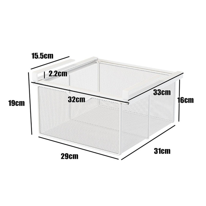 Under Shelf Wire Basket Hanging Pullout Drawer Basket for Office Home Closet White XL