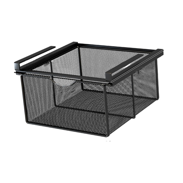 Under Shelf Wire Basket Hanging Pullout Drawer Basket for Office Home Closet Black XL